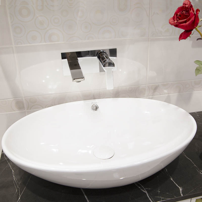 Lavoar pe blat Fluminia Nil, oval, 63,5 x 41,5 cm, alb [4]