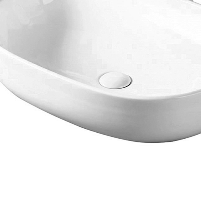 Lavoar pe blat Fluminia Odera, oval, fără orificiu pentru baterie, 60x41,5 cm, alb [2]