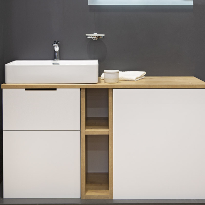 Lavoar pe blat, Fluminia, Pluto-50, dreptunghiular, 50 x 35,5 cm, alb [7]