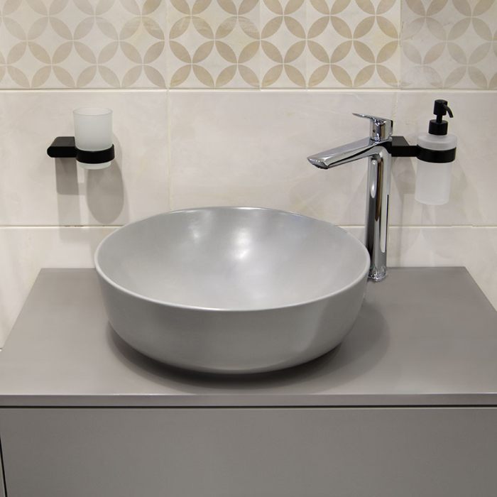 Lavoar pe blat Fluminia Amereta-MG, rotund, diametru 41 cm, gri mat [5]