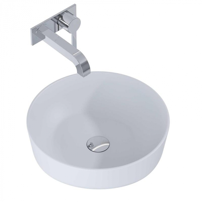 Lavoar rotund LORCA, din porțelan, montaj pe blat 42cm - gri deschis mat [1]