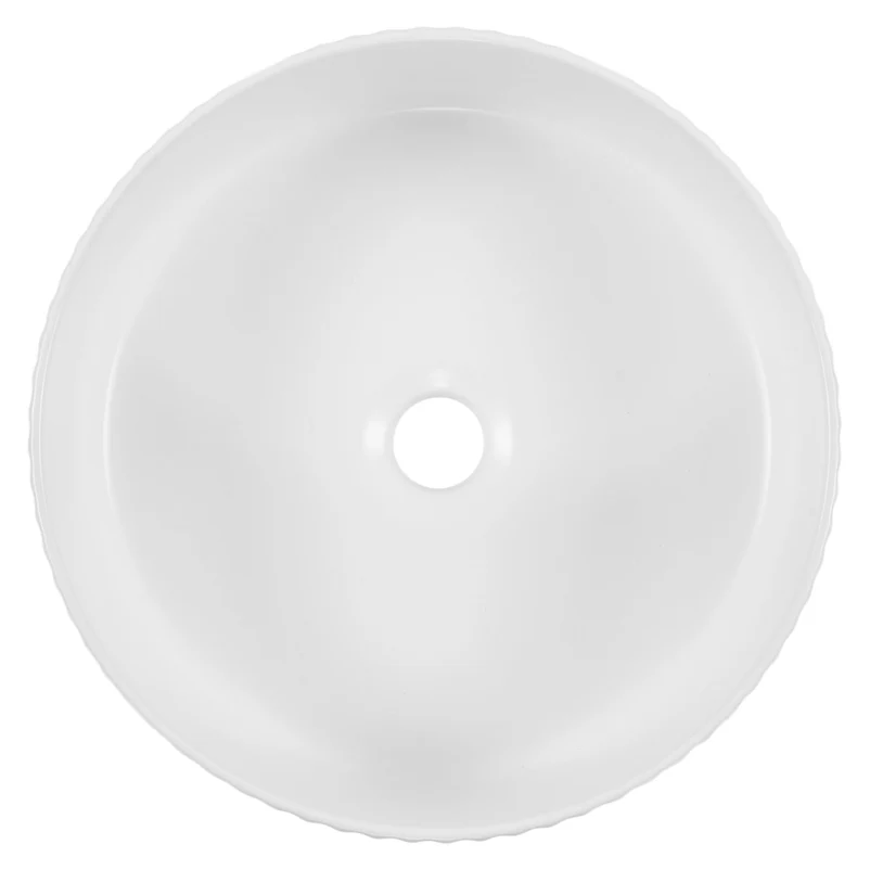 Lavoar rotund pe blat, cu riflaje 3D, alb lucios, Imperial Foglia [3]