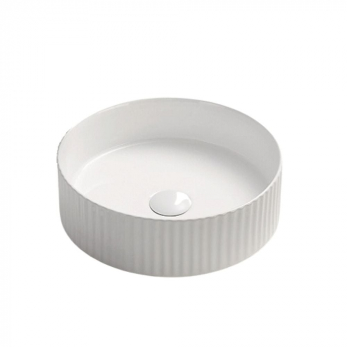Lavoar rotund pe blat, cu riflaje 3D, alb lucios, Imperial Foglia [2]