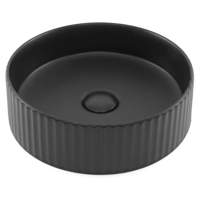 Lavoar rotund pe blat, cu riflaje 3D, negru mat Imperial Foglia [8]