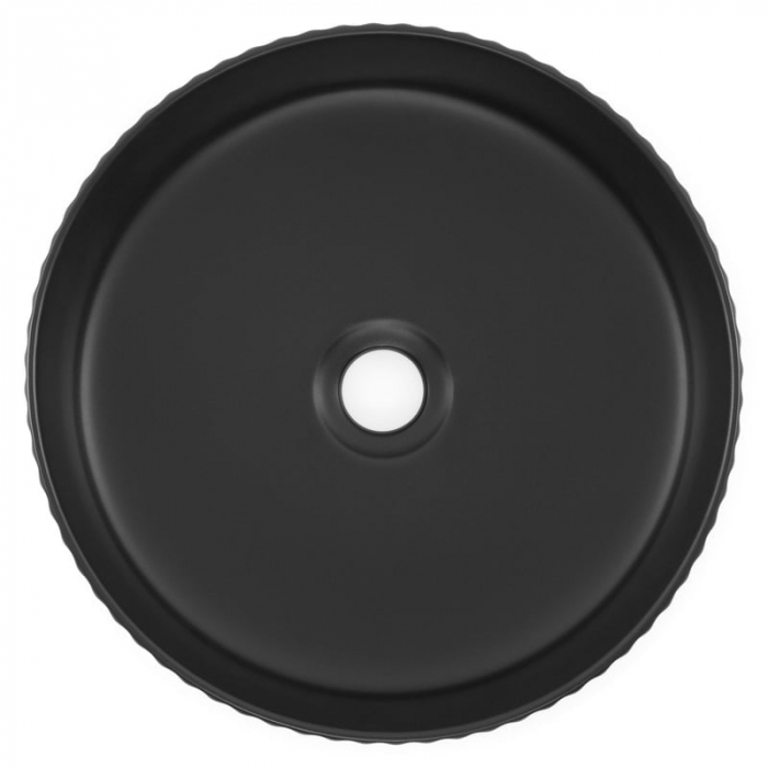 Lavoar rotund pe blat, cu riflaje 3D, negru mat Imperial Foglia [4]