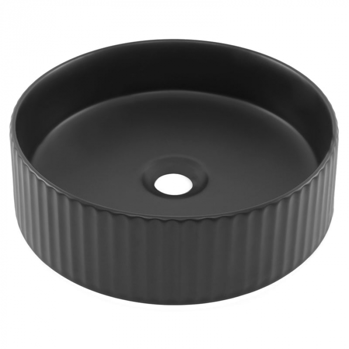 Lavoar rotund pe blat, cu riflaje 3D, negru mat Imperial Foglia [5]
