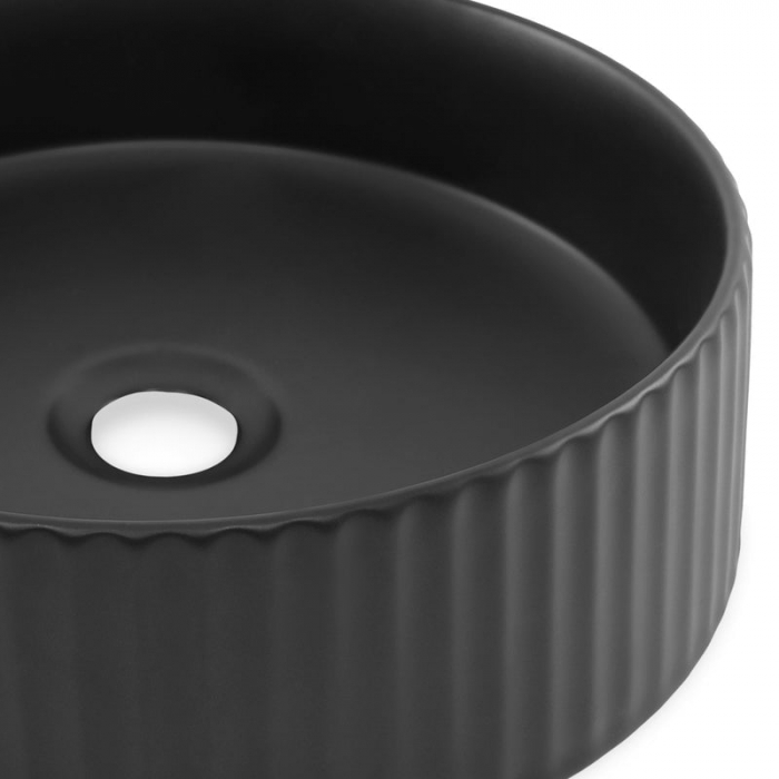 Lavoar rotund pe blat, cu riflaje 3D, negru mat Imperial Foglia [6]