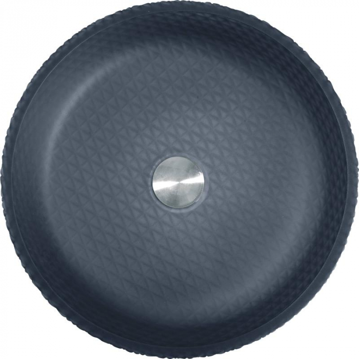 Lavoar rotund RUBEN, din sticlă, montaj pe blat, 42x42x11cm - gri inchis mat [3]