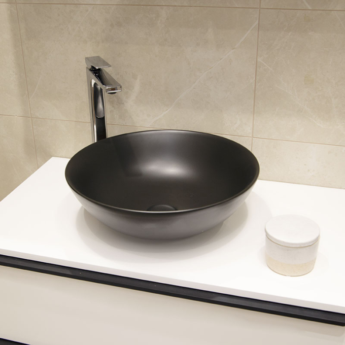 Lavoar pe blat Fluminia, Sexy Black, rotund, diametru 40 cm, negru mat [7]