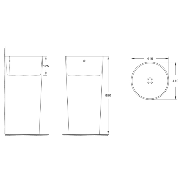 Lavoar stativ, Fluminia, Athos, rotund, 40 cm, alb [2]