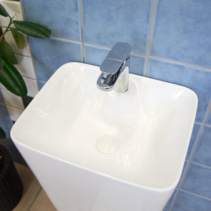 Lavoar stativ Fluminia, Porthos, back-to-wall, rotund, alb [4]