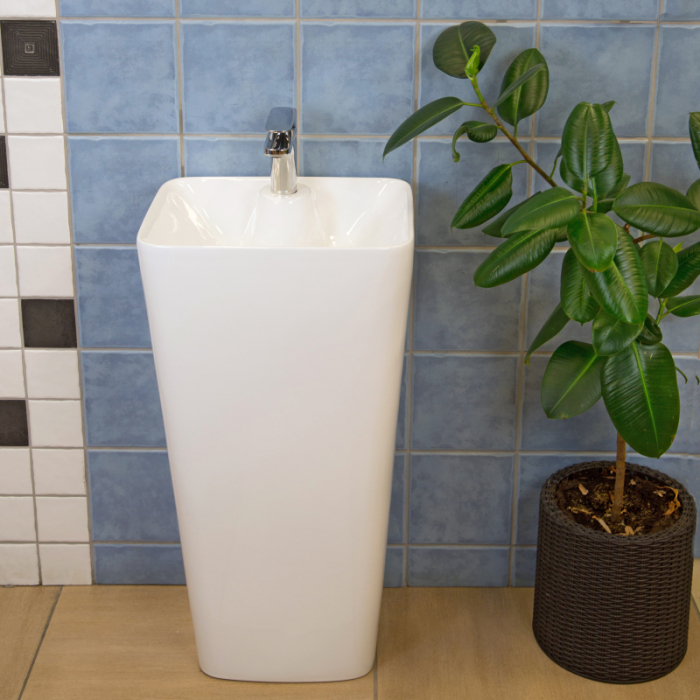 Lavoar stativ Fluminia, Porthos, back-to-wall, rotund, alb [3]