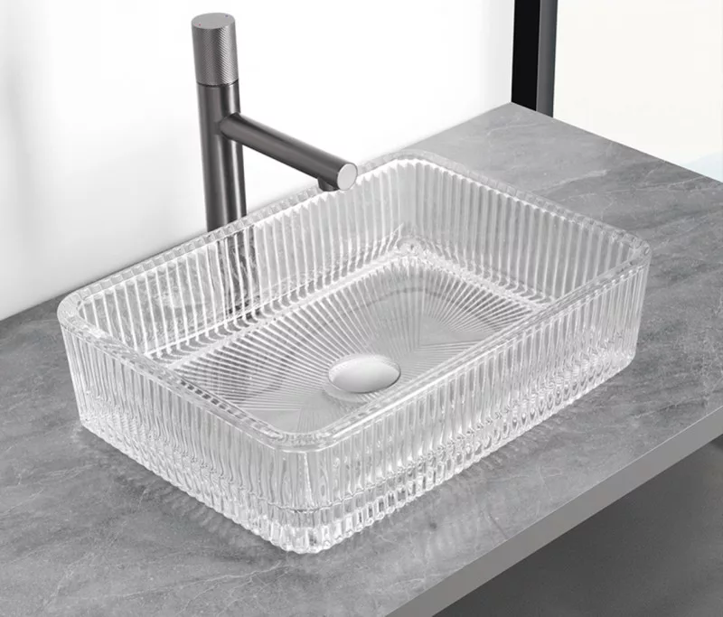 Lavoar  VETRINA, din sticlă, montaj pe blat, 46x33x10cm – Transparent [1]