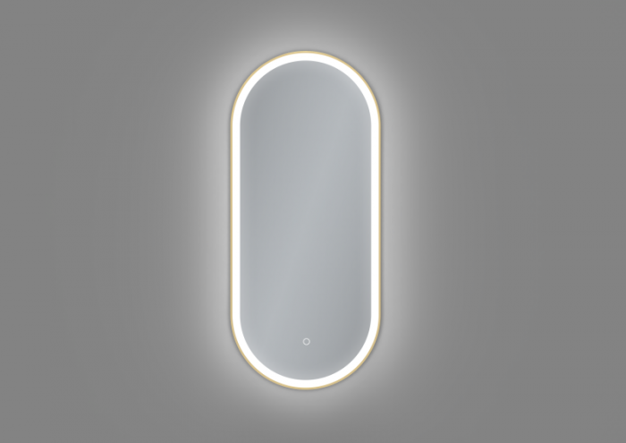 Produs resigilat – Oglindă LED cu dezaburire, cu ramă de aluminiu, auriu periat, 40x90cm [2]