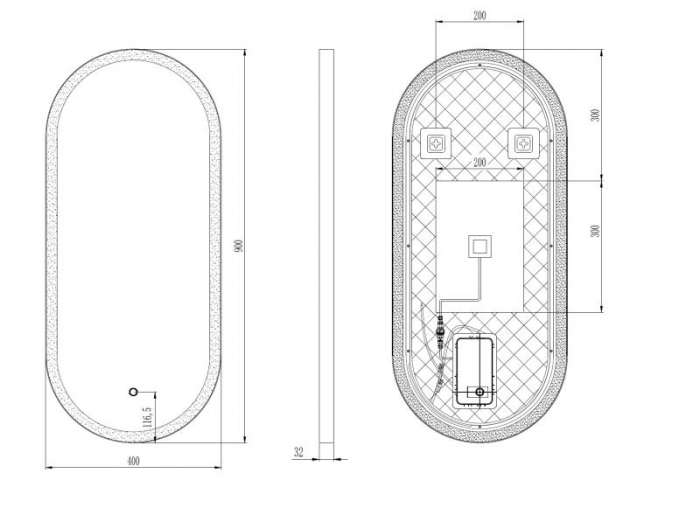 Produs resigilat – Oglindă LED cu dezaburire, cu ramă de aluminiu, auriu periat, 40x90cm [3]