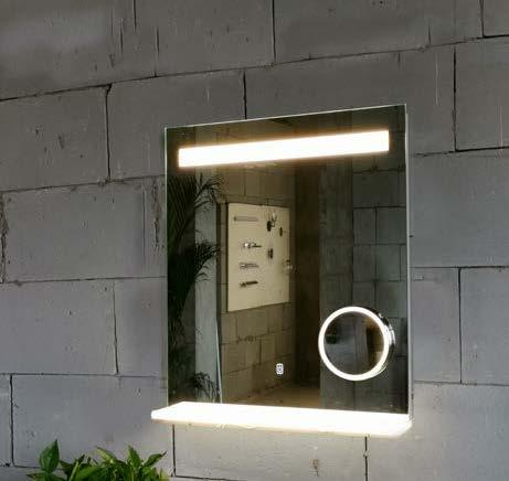 Oglindă LED, cu poliță, cu oglindă cosmetică detașabila, lumină reglabilă, dezaburire, 2 db bluetooth, 60x80cm [1]