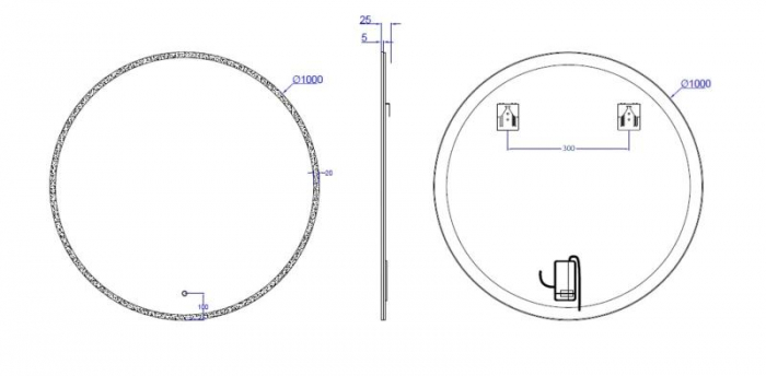 Oglindă LED, lumină reglabilă, dezaburire, 2 db bluetooth, 100cm [3]
