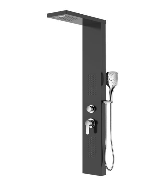Panou de duș COLUMBIA, din aluminiu 130x20x50cm - culoare negru mat [1]