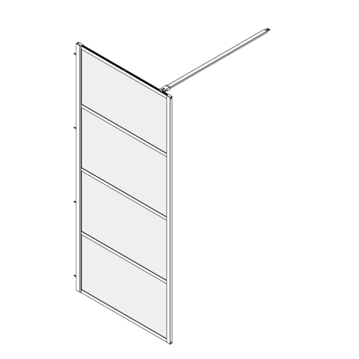 Paravan de dus, Walk-in, Mediterraneo, Black 4, 100 x 200, negru [2]