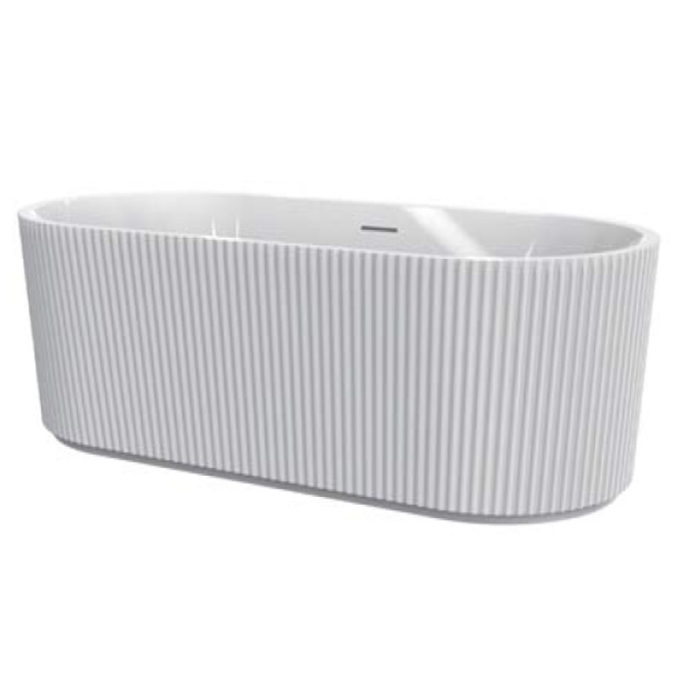 Salome 170, cadă ovală freestanding cu mască riflată, acril sanitar alb, cu instalație completă, 170x80x60 cm [1]