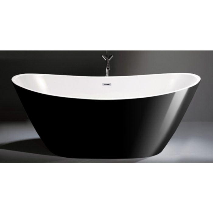 Selena Black 170, cadă ovală freestanding cu instalație completă, ventil click-clack, acril, interior alb / exterior negru [3]