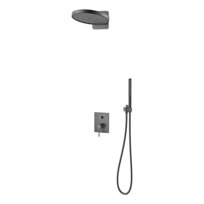 Set de duș cu termostat ELEGANT, incastrat in perete cu unitate interna - gun metal [1]