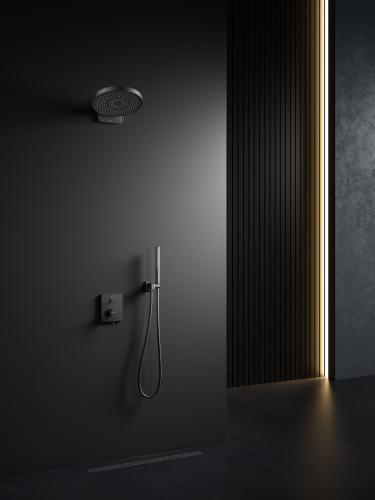 Set de duș cu termostat ELEGANT, incastrat in perete cu unitate interna - gun metal [2]
