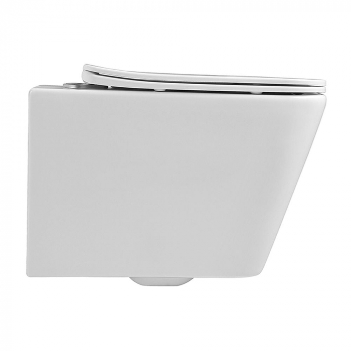 Set vas wc rimless suspendat, dreptunghiular, capac softclose inclus, alb lucios, Foglia Safari [3]