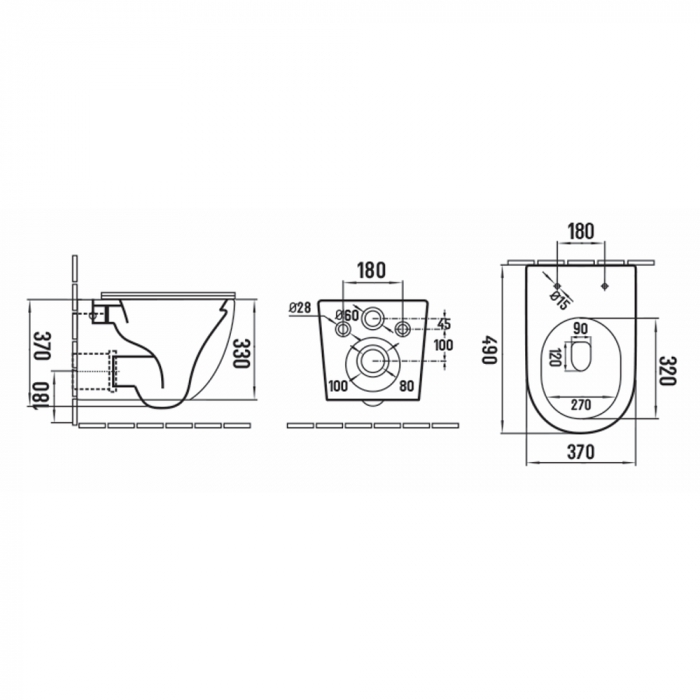 Set vas wc rimless suspendat, Rotund, Foglia Oslo si capac softclose verde turcoaz mat [7]