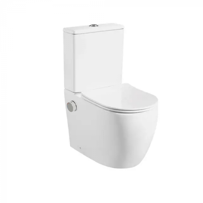 Set vas wc stativ cu functie de bideu, rezervor si capac soft close, alb lucios, Foglia Eco [3]