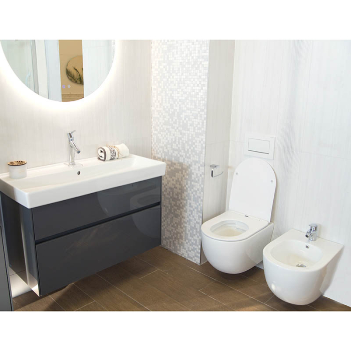 Set vas WC suspendat Fluminia Minerva, rimless, cu capac quick release și soft close, alb [4]