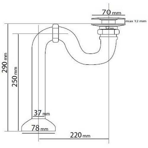 Sifon cadă cu click-clack, finisaj cromat, compatibil cu căzile Besco Gloria, Otylia, Amelia și Gracja [2]