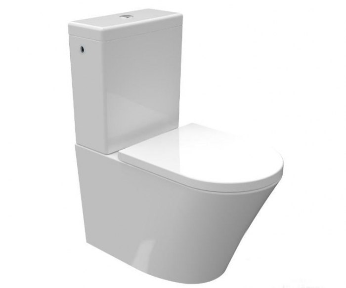Vas WC INDIANA Rimless, Stativ, cu Rezervor Inclus – Alb Lucios (2BOX) [1]
