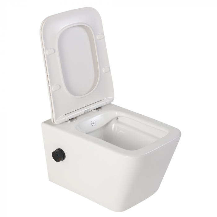 Vas wc suspendat cu functie bideu, dreptunghiular, apă calda/rece, rimless, baterie negru mat Foglia Safari [7]