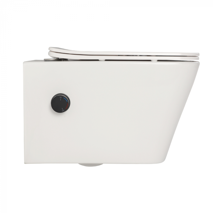 Vas wc suspendat cu functie bideu, dreptunghiular, apă calda/rece, rimless, baterie negru mat Foglia Safari [4]