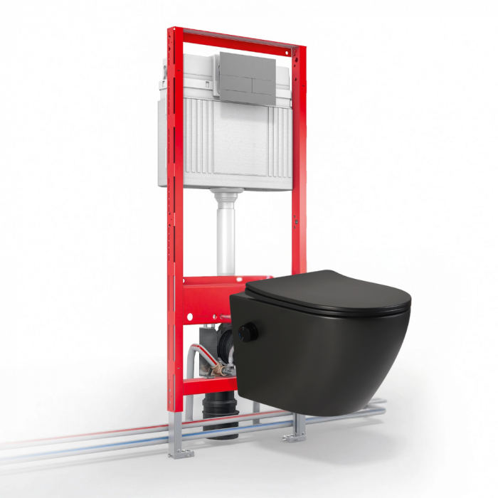 Vas wc suspendat cu functie bideu, negru mat, apă calda/rece, spalare rimless, baterie inclusa Foglia Oslo [6]