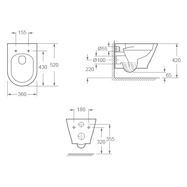 Produs resigilat – Vas WC VERMONT rimless, suspendat – Alb [4]