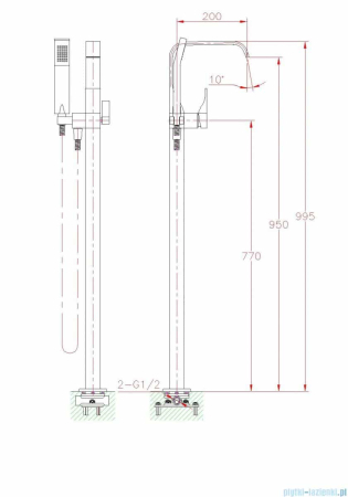 Baterie cadă freestanding Modern I, montaj pe pardoseală, finisaj cromat [1]