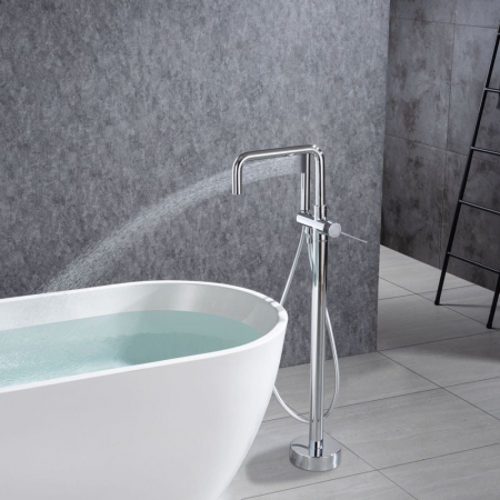 Baterie cada freestanding crom lucios, pipa pivotanta 360 de grade Foglia Gobi [5]