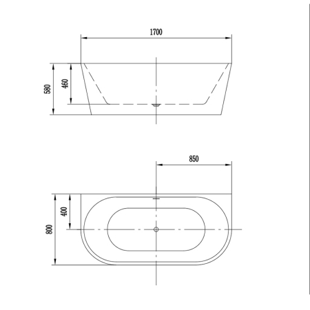 Beatrice-170, cadă freestanding cu o latură dreaptă, acril sanitar alb, cu instalație completă [2]