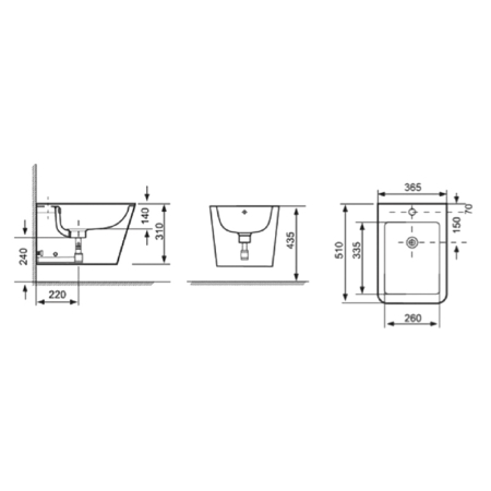 Bideu suspendat Fluminia, Paris, 51 cm, negru mat [1]