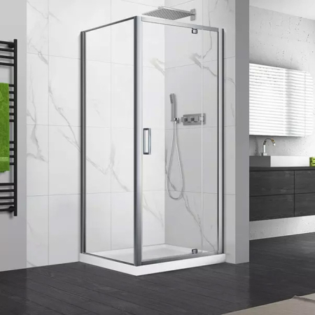 Cabine de dus simple - Cabină de duș dreptunghiulară Mediterraneo, Anda, 100 x 80 cm, profil crom