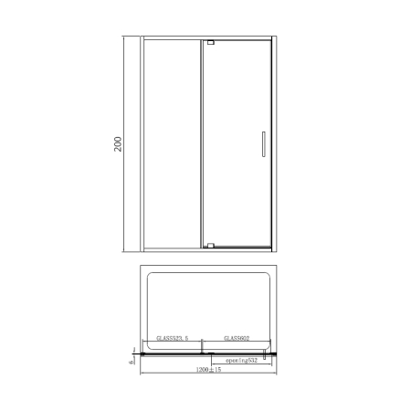 Cabină de duș dreptunghiulară Mediterraneo, Anda 120 x 100, ușă pivotantă, profil crom [1]