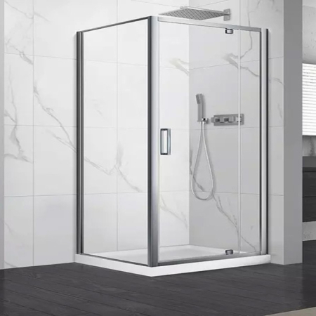 Cabine de dus simple - Cabină de duș dreptunghiulară Mediterraneo, Anda 120 x 90 cm, cu ușă pivotantă, crom