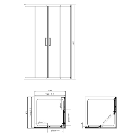 Cabina de dus Mediterraneo, Hector N, patrata 80 x 80 cm, crom [5]