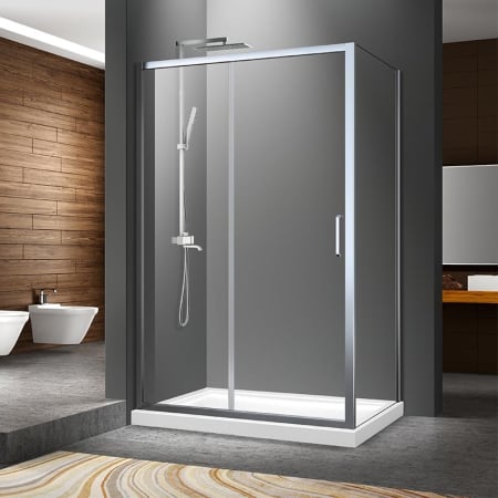 Cabine de dus simple - Cabina de dus Mediterraneo, Iris, dreptunghiulara 120 x 90 cm, crom