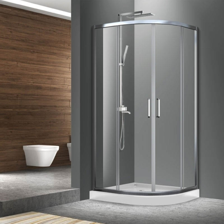 Cabine de dus simple - Cabina de dus Mediterraneo, Meda N, semirotunda 90 x 90 cm, inaltime 200cm, crom