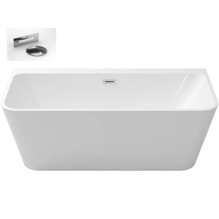 Baie - Cada acryl freestanding BTW Besco Varya 170x80 albă, cu ornamente, sifon și preaplin