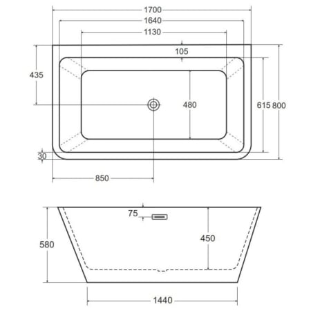 Cada acryl freestanding BTW Besco Varya 170x80 albă, cu ornamente, sifon și preaplin [7]