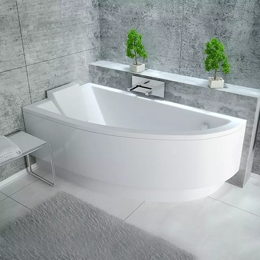 Cadă asimetrică acrilică Besco Praktika 150x70 cm, montaj stânga, alb, picioare incluse [2]